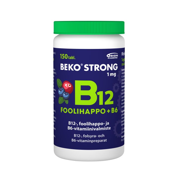 Beko Strong B12+foolihappo+B6 mustikka-karpalo 150 purutabl kuva 2