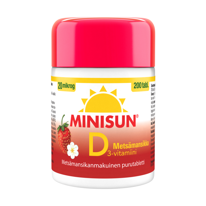 Minisun D-vitamiini Metsämansikka 20 mcg tabletti 200 kpl kuva 3
