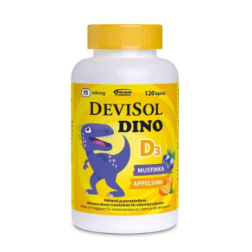 Devisol Dino mustikka appelsiini 15 mikrog 120 tabl