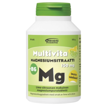 Multivita Magnesiumsitraatti +B6 lime-sitruuna 150 mg 90 purutabl