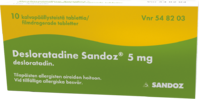 DESLORATADINE SANDOZ 5 mg tabl, kalvopääll 30 fol
