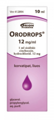 ORODROPS 12 mg/ml korvatipat, liuos 10 ml